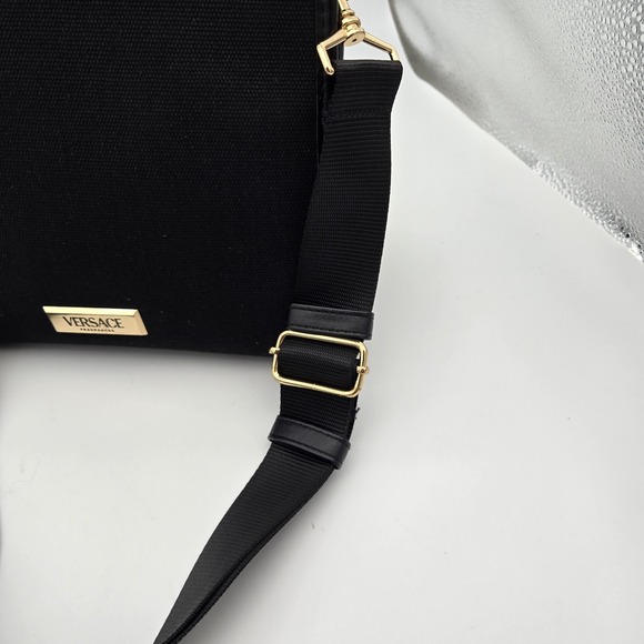 Versace Fragrances Canvas Bag Black Gold Travel Purse Handbag Shoulder Tote - Picture 8 of 10